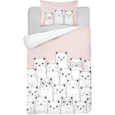Kokvilnas pakaiši 90x120 Kaķi kaķi kaķēni kaķēni balti rozā 3153 A 0090