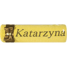 Dvielis ar izšuvumu 50x90 Katarzyna dzeltenbrūna bantīte vārda dienas dāvanai