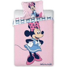 Kokvilnas gultas veļa 100x135 Mini Minnie Mouse gultai, rozā punktiņi 7118