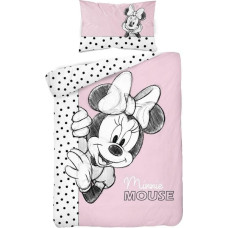 Kokvilnas gultas veļa 100x135 Mini Minnie Mouse rozā krāsas punktiņi 46 A 2643