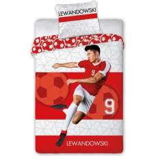 Kokvilnas gultas veļa 160x200 Lewandowski Robert futbolists futbola fanam sarkans balts 2618