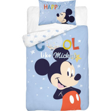 Kokvilnas gultas veļa 100x135 Mickey Mouse zila gultai 4838 spilvendrāna 40x60 3297 A