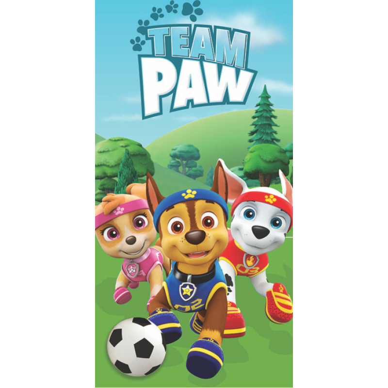 Pludmales dvielis 70x140 Paw Patrol Paw Chase Marshall Skye kokvilna 7865