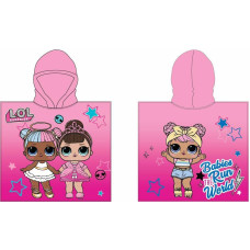 Pončo bērniem 55x110 Lol lelles LOL rozā dvielis ar kapuci pončo pārsteiguma lelles zvaigznes 0015