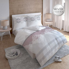 Satīna gultasveļa 220x200 Glamour austrumu balts rozā pulveris 2935 D