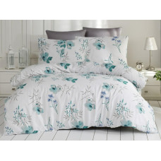 Satīna gultasveļa 160x200 Blomster piparmētru baltie piparmētru ziedi Exclusive