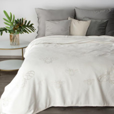 Mikrošķiedras metiena sega 150x200 Stela balta ar spīdīgu bišu apdruku