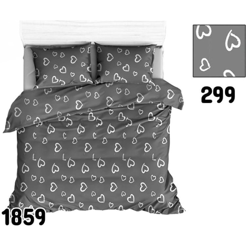 Kokvilnas spilvendrāna 40x40 1859E, pelēka, baltas sirsniņas, ar rāvējslēdzēju