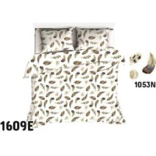 Kokvilnas gultas veļa 150x200 1609E baltas brūnas spalvas 1053N 1 spilvendrāna 50x60