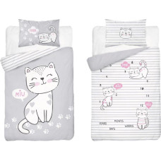 Kokvilnas gultasveļa 100x135 3672 A Cat Kitten Kaķēni pelēkas ķepas kaķis 2955 spilvendrāna 40x60 bērniem