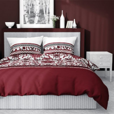Satīna gultasveļa 140x200 3670 B bordo balts Glamour ziedu rotājumi Sākums Satīns 3