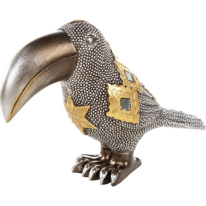 Keramikas figūriņa Eliots 17x6x12 tukāns, zelta pelēks