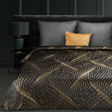 Dekoratīvais gultas pārklājs 230x260 Victoria 3 melnā zelta velūra ģeometrija Limited Collection