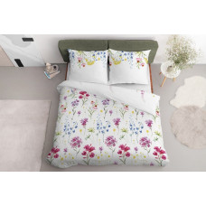 Satīna gultasveļa 180x200 balti ziedi pavasara pļava 3705 A Home Satin 73