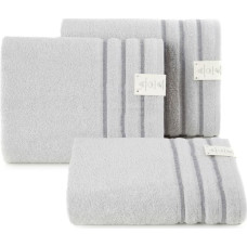 Dvielis 70x140 Jašma sudrabs, ātri žūstošs, ar dekoratīvu svītrainu apmali, 380g/m2 frotē