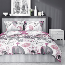 Satīna gultasveļa 160x200 rozā pelēki ziedi 4245 B Home Satin 11