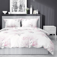 Satīna gultasveļa 220x200 balti rozā ziedi 4241 B Home Satin 11