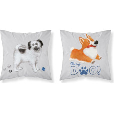 Kokvilnas spilvendrāna 40x40 Suņi, suņi, pelēka abpusēja PSBA 22 A Mayamoo 26