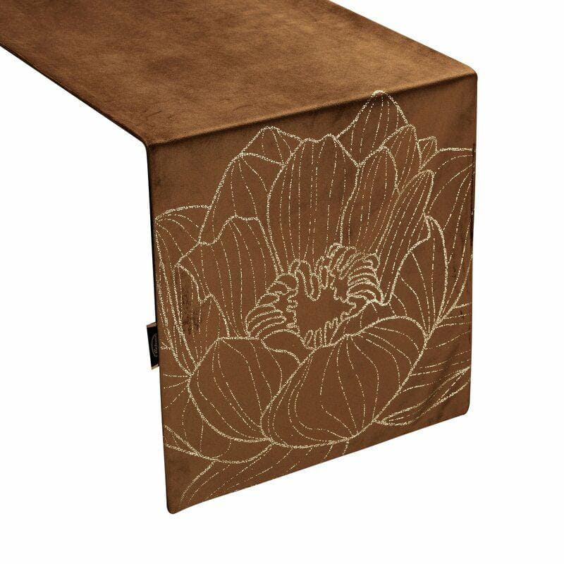 Galda celiņš 35x220 Blink 13 brūns zelta samta zieds