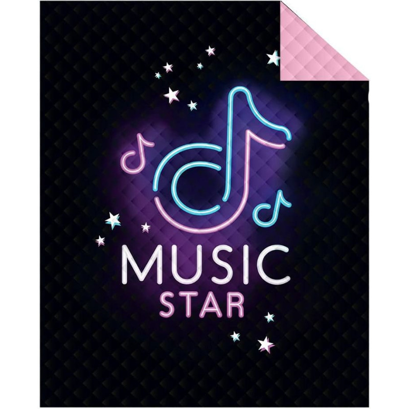 Holandes jauniešu gultas pārklājs 170x210 K 99 music, abpusējs dekoratīvs stepēts gultas pārklājs 13