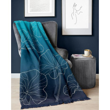 Akrila kokvilnas sega 150x200 zilas lapas ar bārkstīm 115ajb