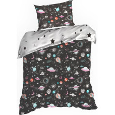 Kokvilnas gultasveļa 140x200 Kids 10 Space stars melna