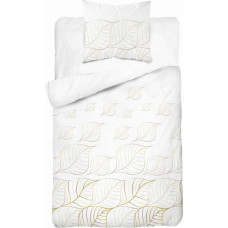 Satīna gultasveļa 140x200 Baltā zelta lapas 4815 B Home Satin 58