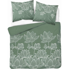 Satīna gultasveļa 220x200 Lotosa ziedi zaļa 4818 A Home Satin 58