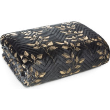 Dekoratīvais gultas pārklājs 170x210 Blink 2 melns ar zelta lapām