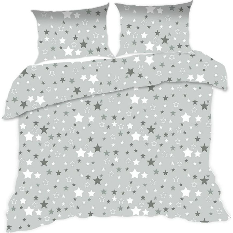 Kokvilnas gultas veļa 160 x 200 366 000 zvaigznīšu pelēka, bērniem 24