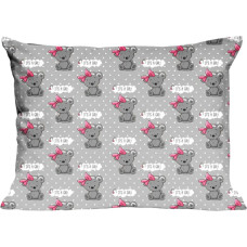Kokvilnas spilvendrāna 50x60 556K rotaļu lācīši pelēki rozā Kids 24