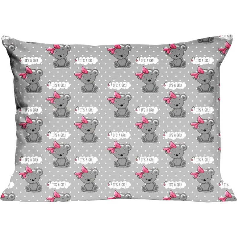 Kokvilnas spilvendrāna 50x60 556K rotaļu lācīši pelēki rozā Kids 24