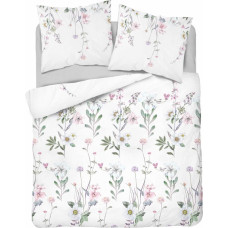 Kokvilnas gultasveļa 180x200 balti krāsaini ziedi 4850 A Kokvilna 74