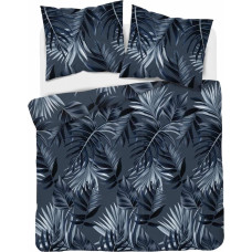 Kokvilnas gultas veļa 180x200 tumši zilas lapas 4848 B Kokvilna 74