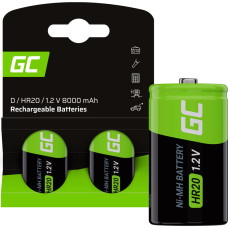 Green Cell Rechargeable Batteries 2x D R20 HR20 Ni-MH 1.2V 8000mAh