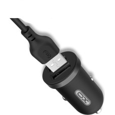 XO TZ08 car charger 2x USB 2,1A black + microUSB cable