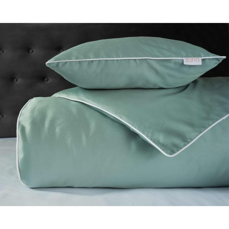 Satīna gultas veļa 140x200 piparmētru ar caurulēm ar vienu spilvendrānu 70x80 Mako Satin 62