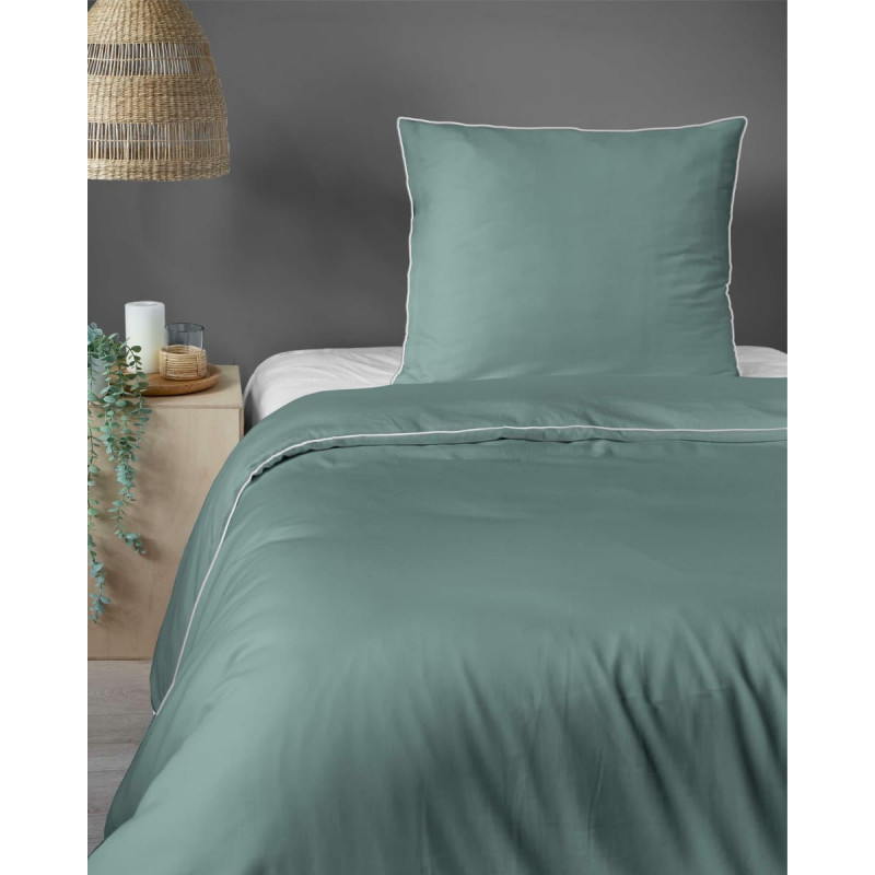 Satīna gultas veļa 140x200 piparmētru ar caurulēm ar vienu spilvendrānu 70x80 Mako Satin 62