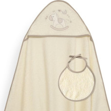 Interbaby Vannas dvielis 100x100 Caballito bēšs dvielis ar kapuci + priekšautiņš