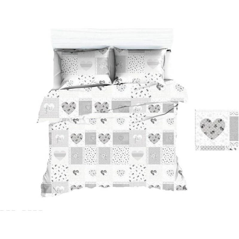 Kokvilnas spilvendrāna 40x60 1646E, balta, sirsniņas, pelēka 1108N