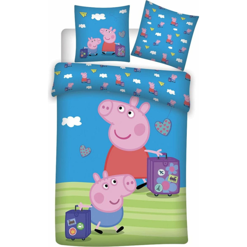 Aptex Kokvilnas gultas veļa 100x135 Peppa Pig un George spilvendrāna 40x60 gultai