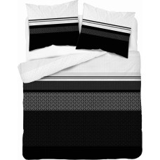 Satīna gultas veļa 220x200 balta melna ģeometrija 4917 A Home Satin 80