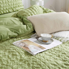 Mikrošķiedras gultas veļa 140x200 Creasy olīvu kroku I24