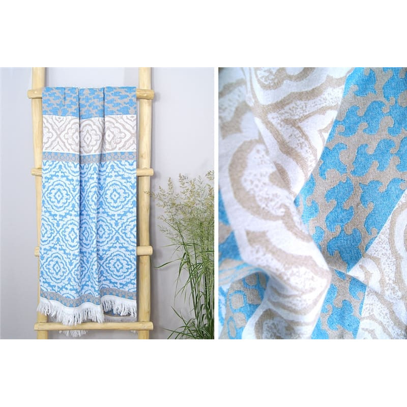 Pludmales dvielis 90x180 Capri, zila kokvilna