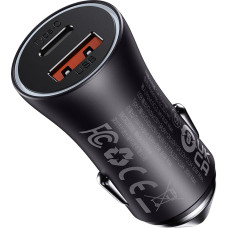 Baseus Golden Contactor Max car charger, USB + USB-C, 60W (gray)