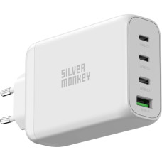 Silver Monkey GaN 130W wall charger 3x USB-C PD 1x USB-A 3.0 QC - white