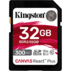 Kingston Canvas React Plus 32GB SDHC Memory Card (Black  UHS-II U3  Class 10  V90)