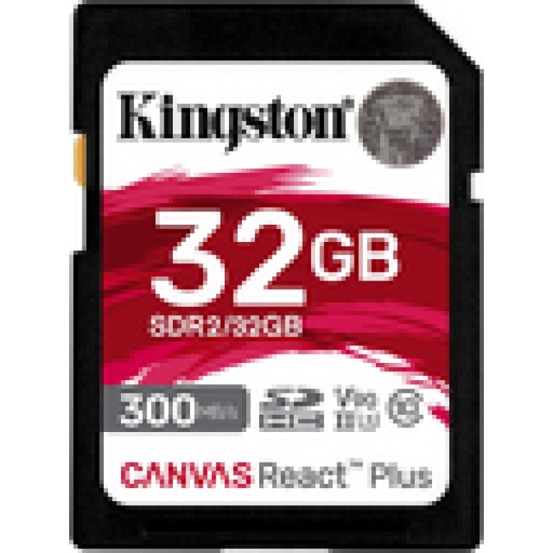 Kingston Canvas React Plus 32GB SDHC Memory Card (Black  UHS-II U3  Class 10  V90)