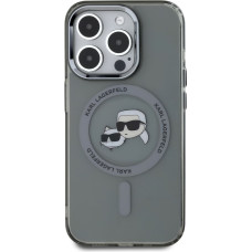 Karl Lagerfeld IML K&CH Heads Metal Frame MagSafe Case for iPhone 15 Pro Black