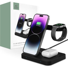 Tech-Protect A11 15W inductive charger in the form of a 3-in-1 stand for smartphone | headphones | smartwatch - black